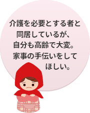 介護を必要とする者と同居しているが、自分も高齢で大変。手伝ってほしい。